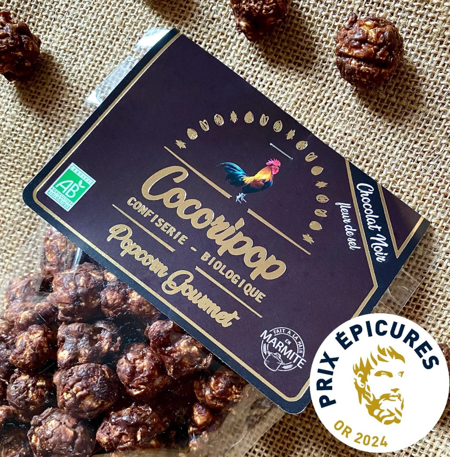 Pop corn chocolat noir fleur de sel