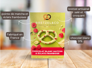 Bretzel blanc matcha framboise
