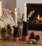 Bougeoir noir terracotta